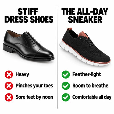 The All-Day Sneaker vs stiff dress shoes