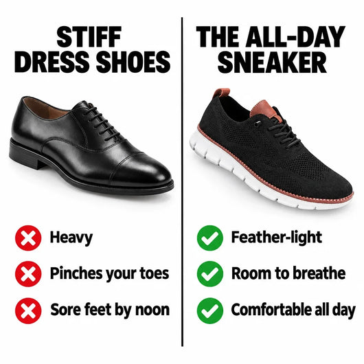 The All-Day Sneaker vs stiff dress shoes