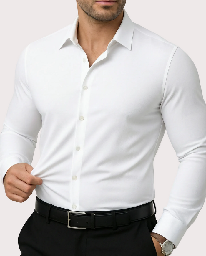 Demonstration of the shirt’s stretch and movement