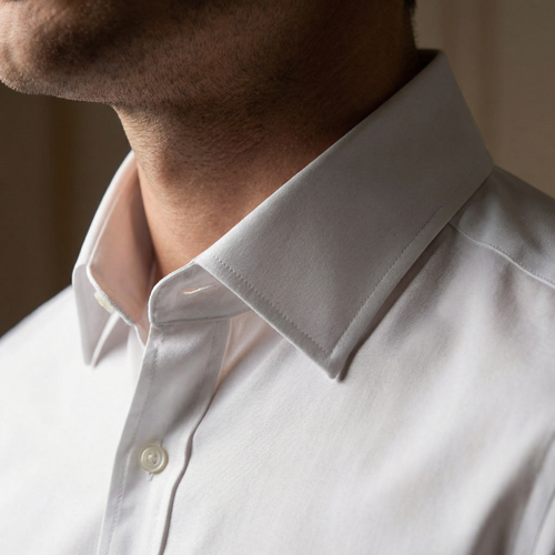 Close-up of the shirt collar structure