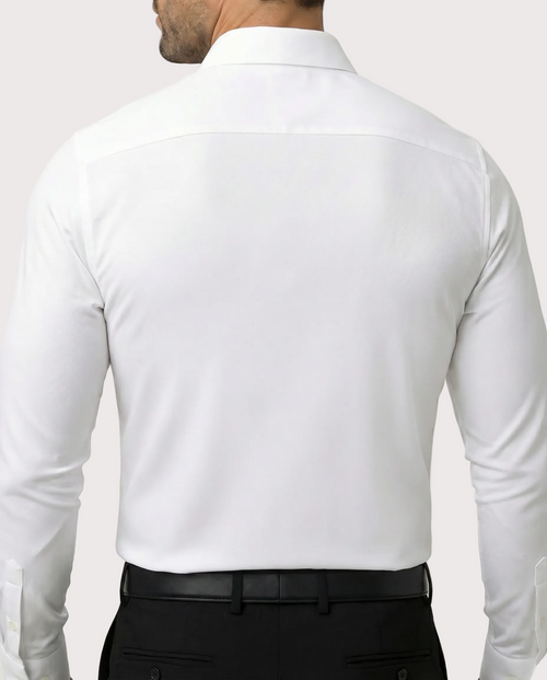 Close-up of the shirt’s matte fabric finish
